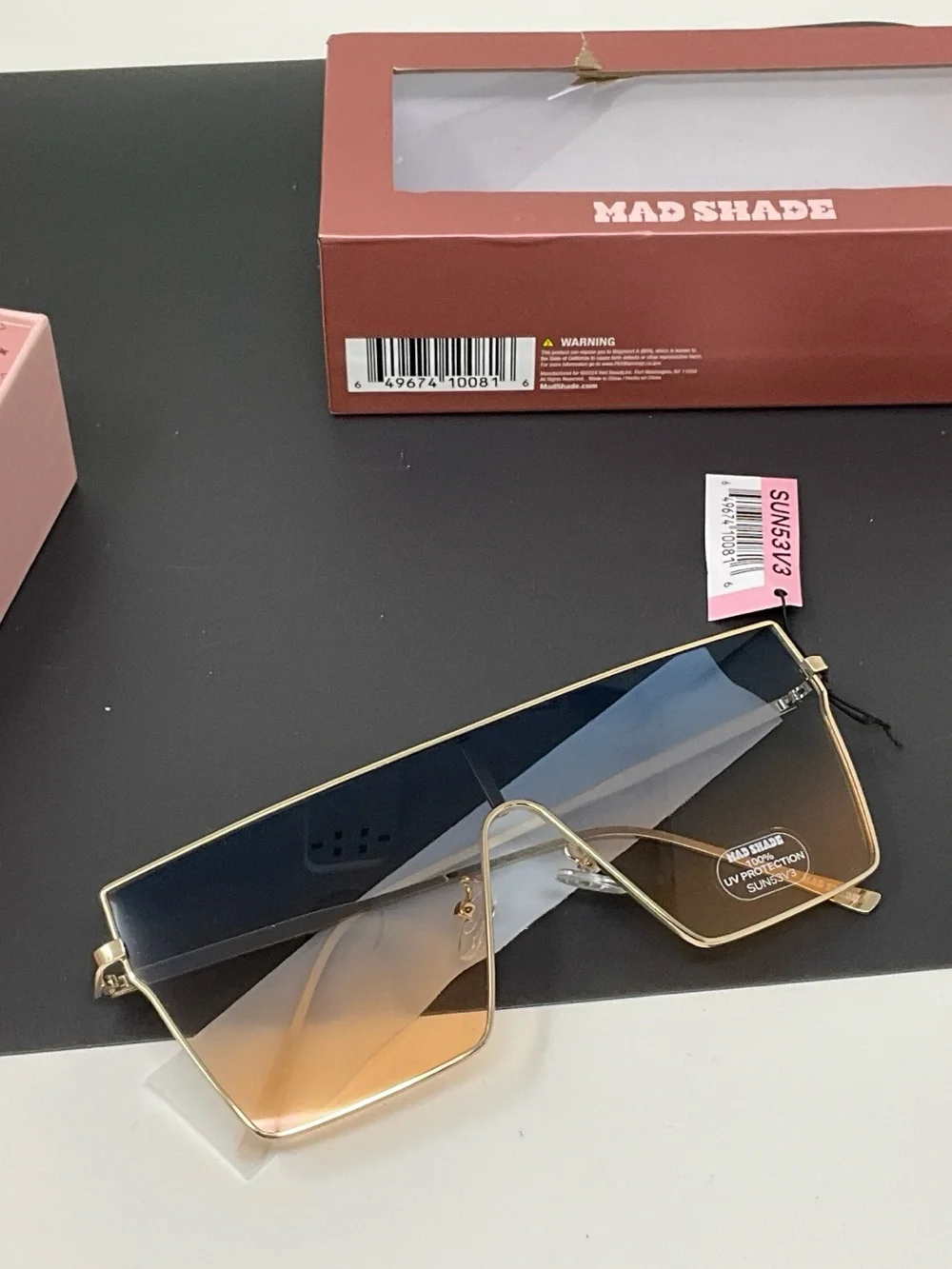 Mad Shade  Sunglasses flat top shield Gradient blue peach